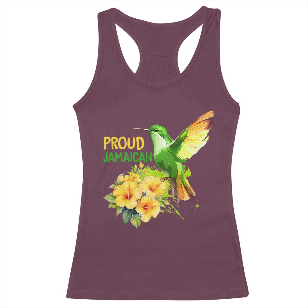 Proud Jamaican Racerback Tank Top Jamaica Flag Hummingbird Hibiscus - Wonder Print Shop