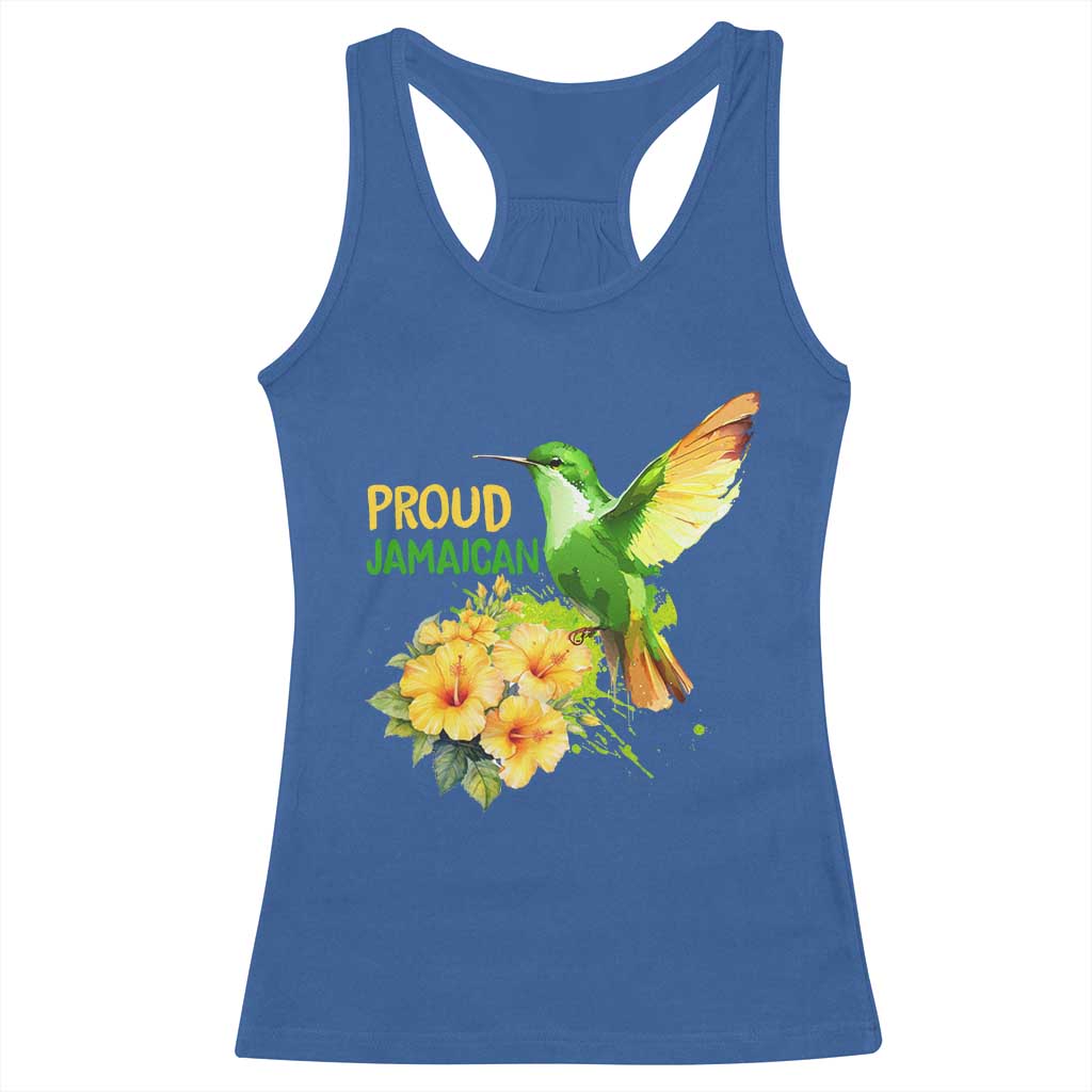 Proud Jamaican Racerback Tank Top Jamaica Flag Hummingbird Hibiscus - Wonder Print Shop