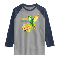 Proud Jamaican Raglan Shirt Jamaica Flag Hummingbird Hibiscus - Wonder Print Shop