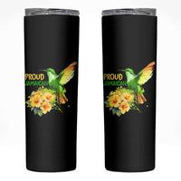 Proud Jamaican Skinny Tumbler Jamaica Flag Hummingbird Hibiscus - Wonder Print Shop
