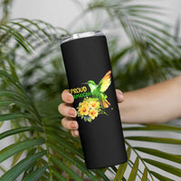 Proud Jamaican Skinny Tumbler Jamaica Flag Hummingbird Hibiscus - Wonder Print Shop