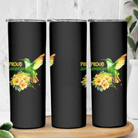 Proud Jamaican Skinny Tumbler Jamaica Flag Hummingbird Hibiscus - Wonder Print Shop