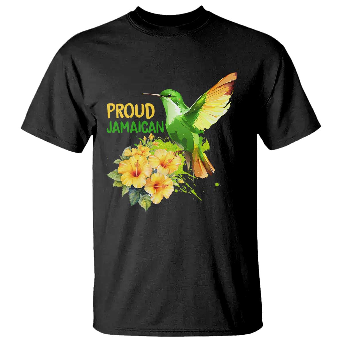 Proud Jamaican T Shirt Jamaica Flag Hummingbird Hibiscus - Wonder Print Shop