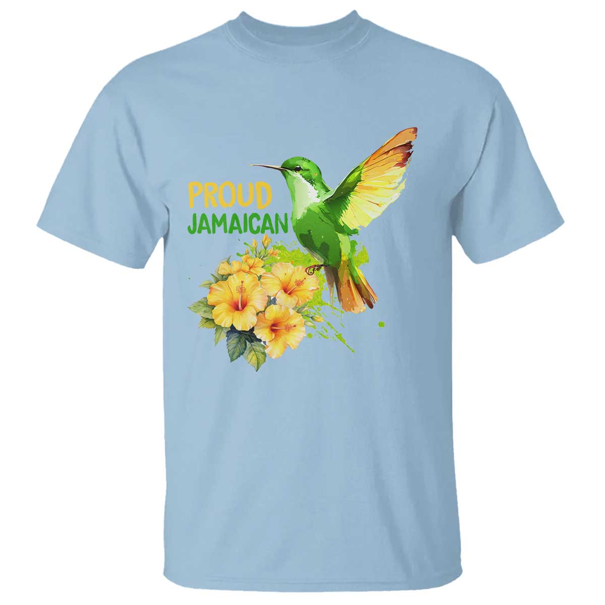 Proud Jamaican T Shirt Jamaica Flag Hummingbird Hibiscus - Wonder Print Shop