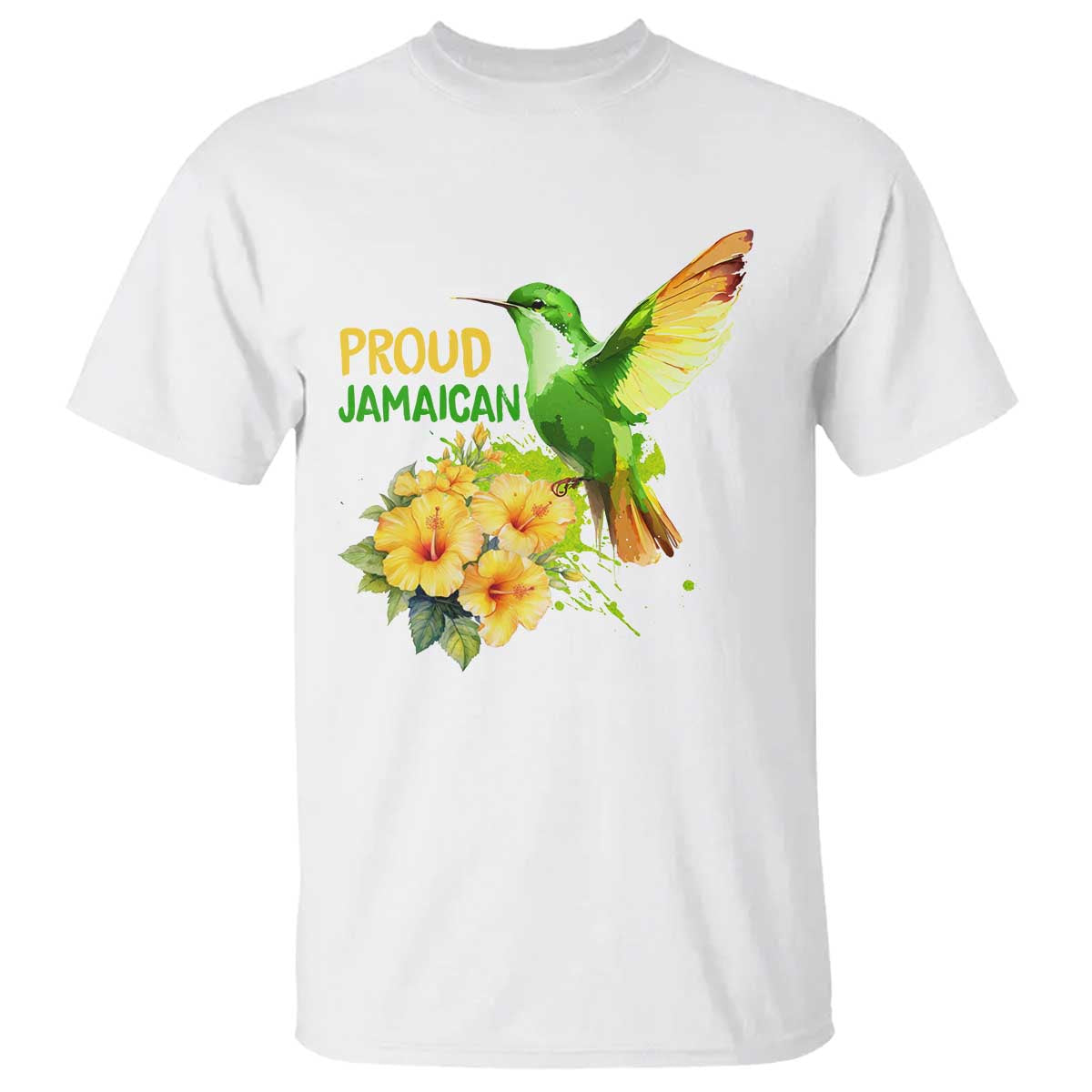 Proud Jamaican T Shirt Jamaica Flag Hummingbird Hibiscus - Wonder Print Shop