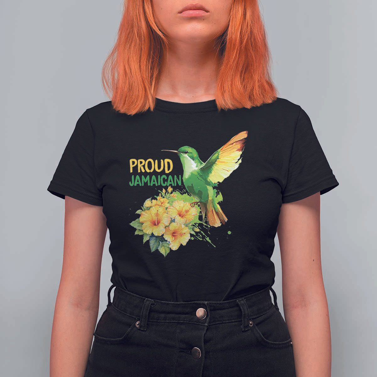 Proud Jamaican T Shirt For Women Jamaica Flag Hummingbird Hibiscus - Wonder Print Shop