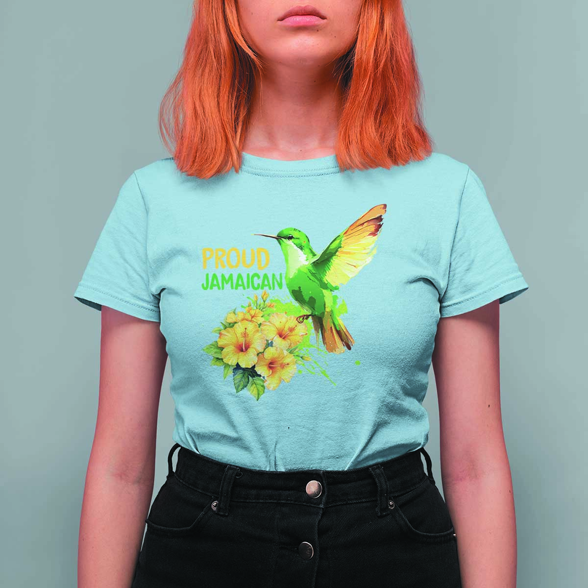 Proud Jamaican T Shirt For Women Jamaica Flag Hummingbird Hibiscus - Wonder Print Shop