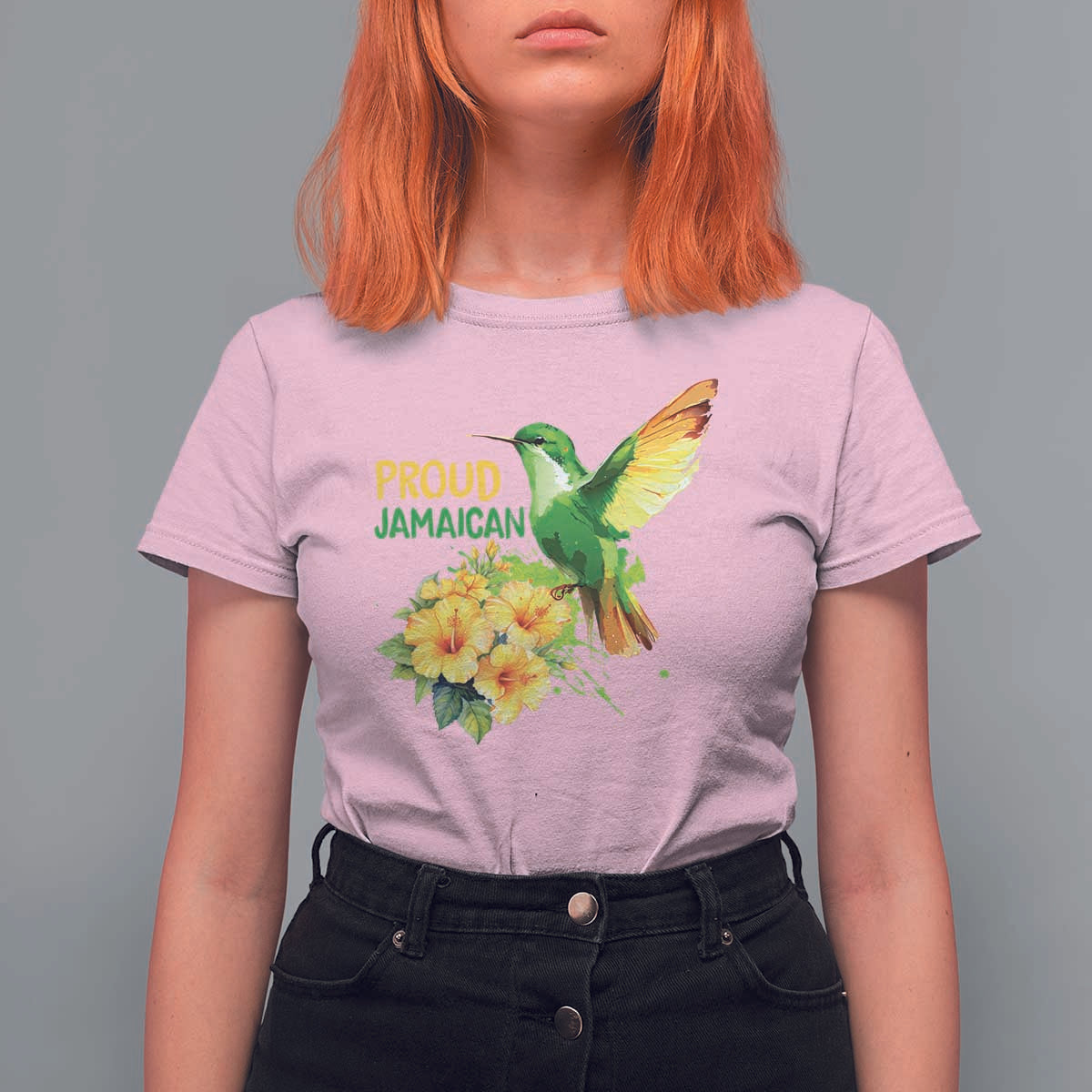 Proud Jamaican T Shirt For Women Jamaica Flag Hummingbird Hibiscus - Wonder Print Shop