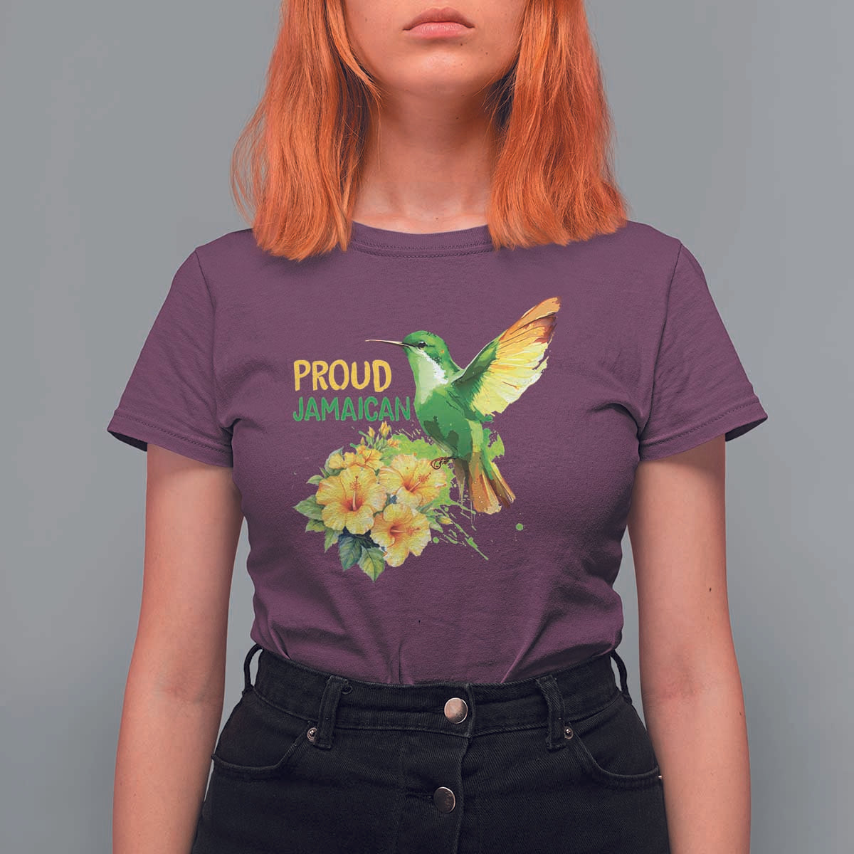 Proud Jamaican T Shirt For Women Jamaica Flag Hummingbird Hibiscus - Wonder Print Shop