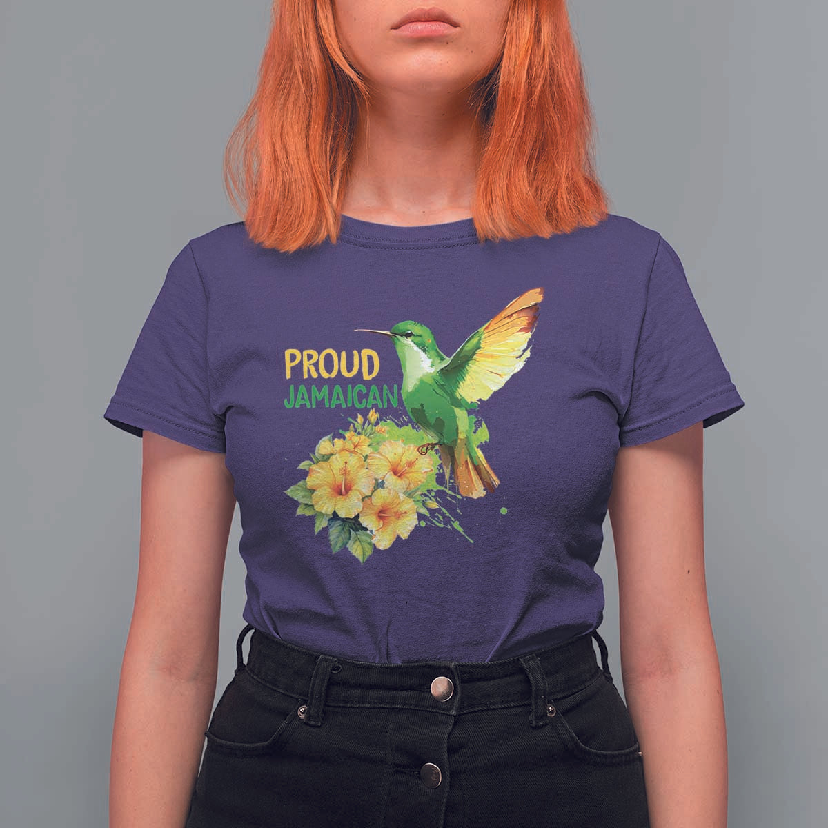 Proud Jamaican T Shirt For Women Jamaica Flag Hummingbird Hibiscus - Wonder Print Shop