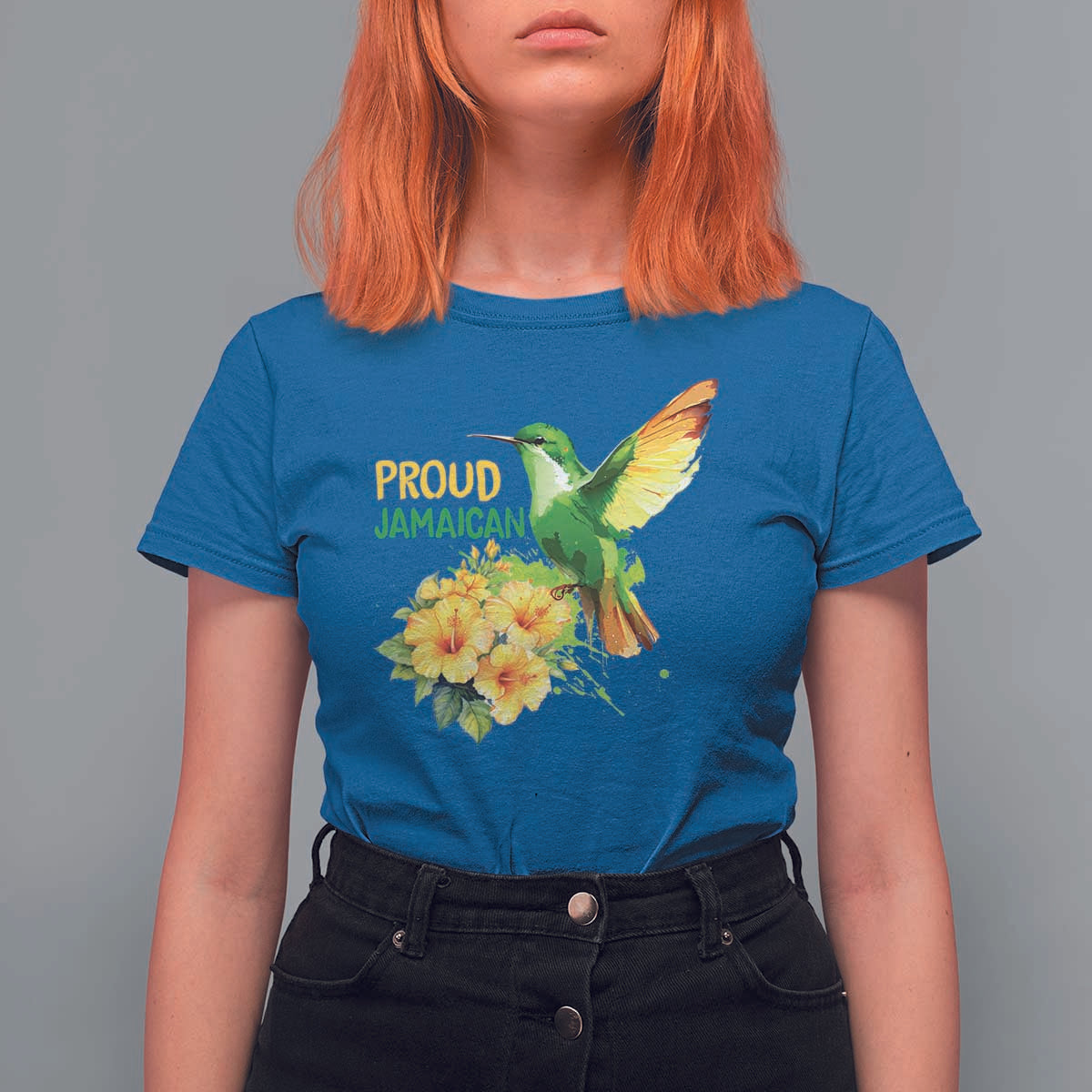 Proud Jamaican T Shirt For Women Jamaica Flag Hummingbird Hibiscus - Wonder Print Shop