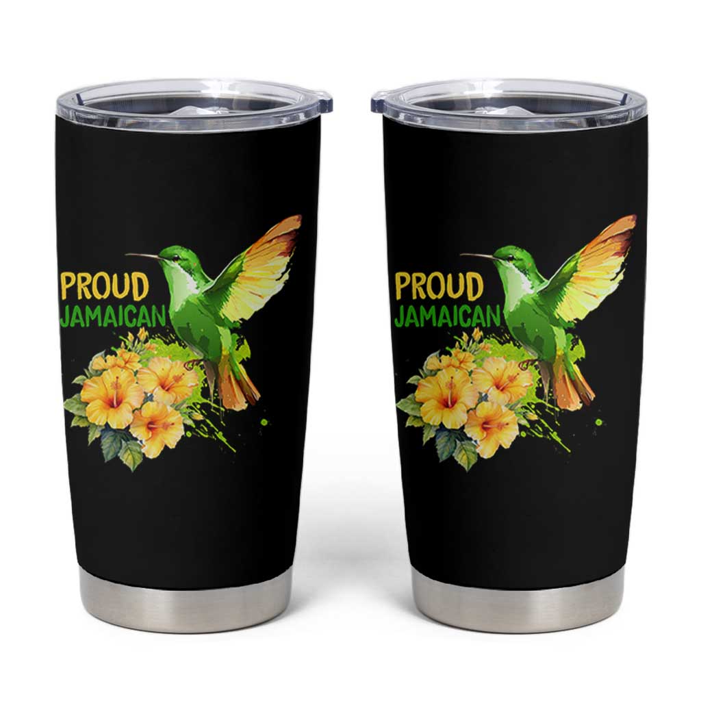 Proud Jamaican Tumbler Cup Jamaica Flag Hummingbird Hibiscus - Wonder Print Shop