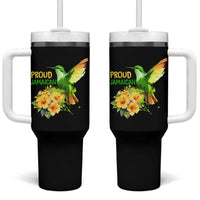 Proud Jamaican Tumbler With Handle Jamaica Flag Hummingbird Hibiscus - Wonder Print Shop