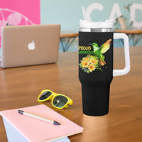 Proud Jamaican Tumbler With Handle Jamaica Flag Hummingbird Hibiscus - Wonder Print Shop