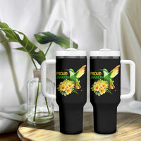 Proud Jamaican Tumbler With Handle Jamaica Flag Hummingbird Hibiscus - Wonder Print Shop