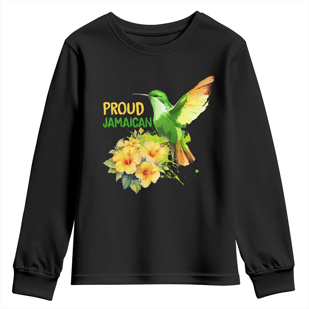 Proud Jamaican Youth Sweatshirt Jamaica Flag Hummingbird Hibiscus - Wonder Print Shop