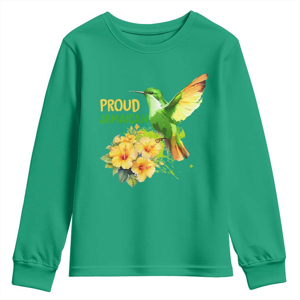 Proud Jamaican Youth Sweatshirt Jamaica Flag Hummingbird Hibiscus - Wonder Print Shop