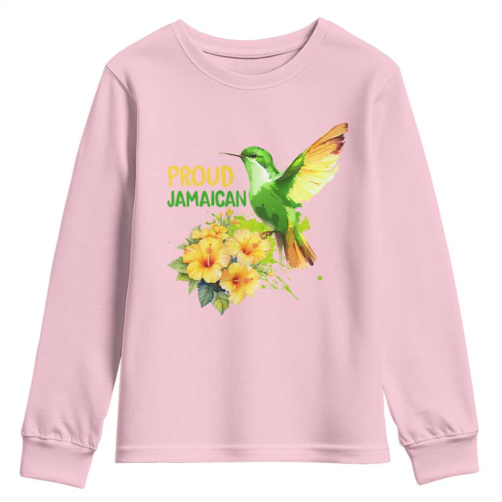 Proud Jamaican Youth Sweatshirt Jamaica Flag Hummingbird Hibiscus - Wonder Print Shop