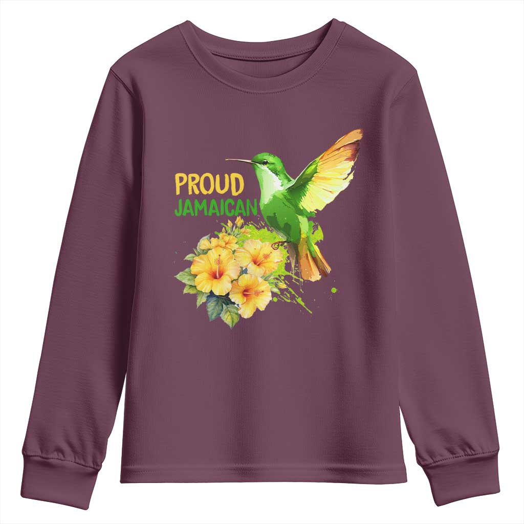 Proud Jamaican Youth Sweatshirt Jamaica Flag Hummingbird Hibiscus - Wonder Print Shop