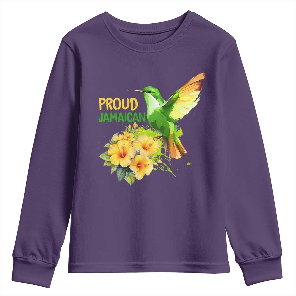 Proud Jamaican Youth Sweatshirt Jamaica Flag Hummingbird Hibiscus - Wonder Print Shop
