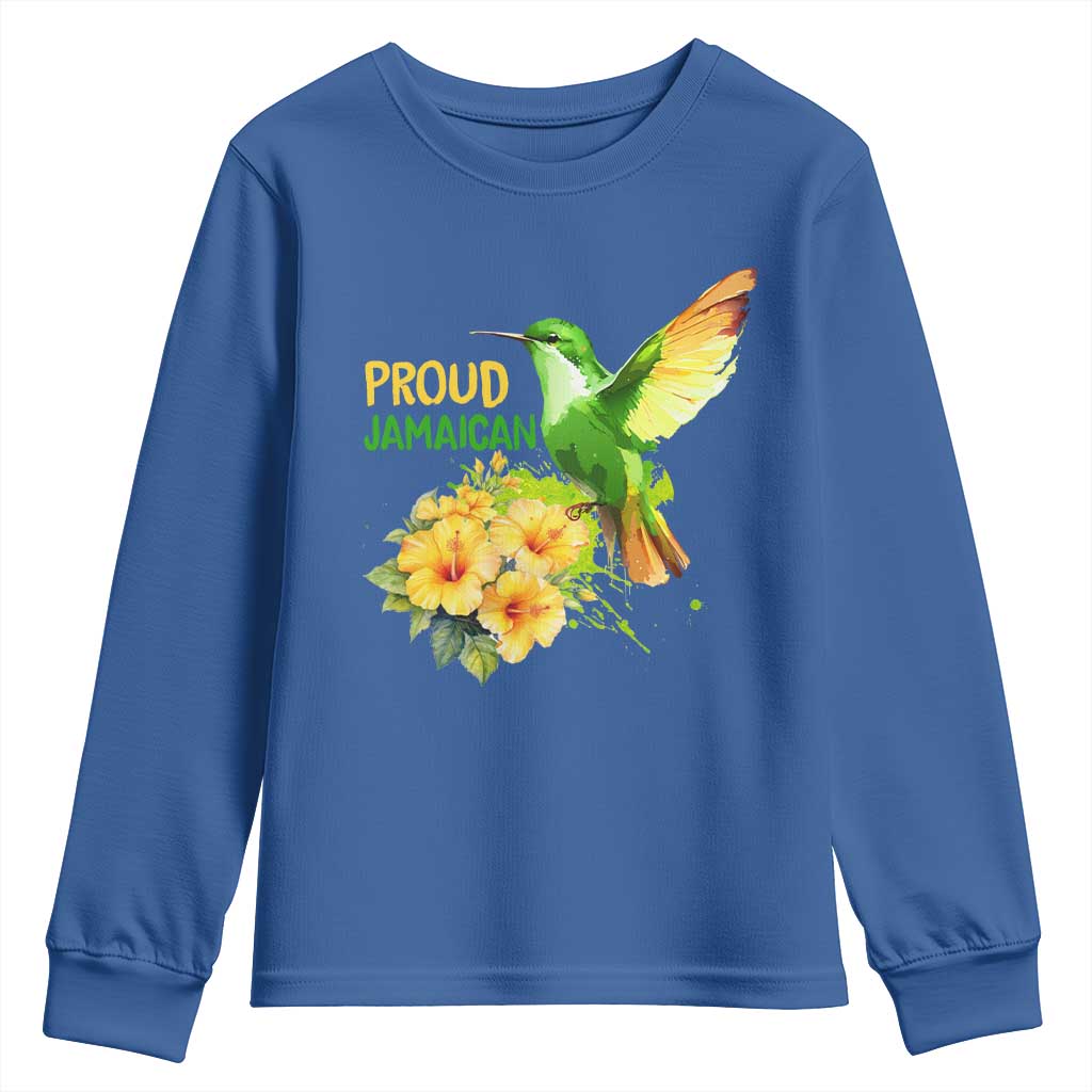 Proud Jamaican Youth Sweatshirt Jamaica Flag Hummingbird Hibiscus - Wonder Print Shop