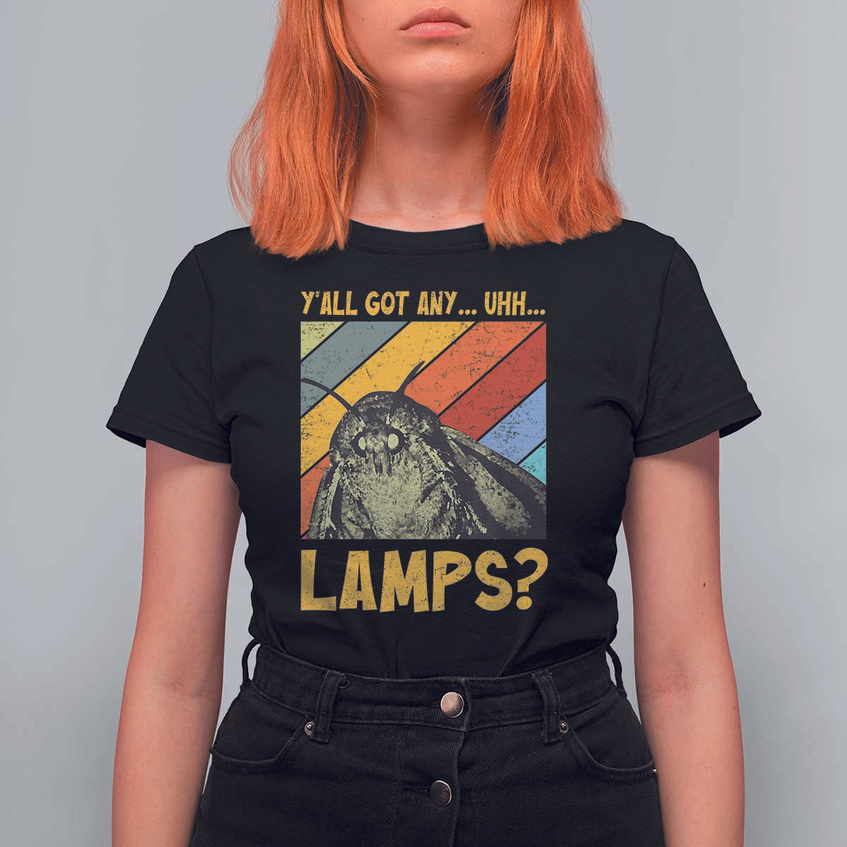 Funny Moth T Shirt For Women Y'all Got Any Lamps Insect Meme - Wonder Print Shop