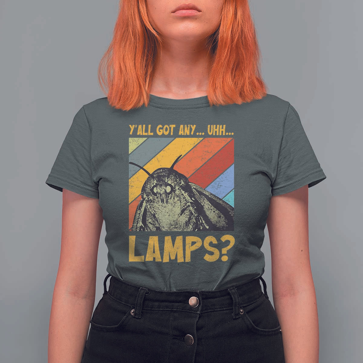 Funny Moth T Shirt For Women Y'all Got Any Lamps Insect Meme - Wonder Print Shop