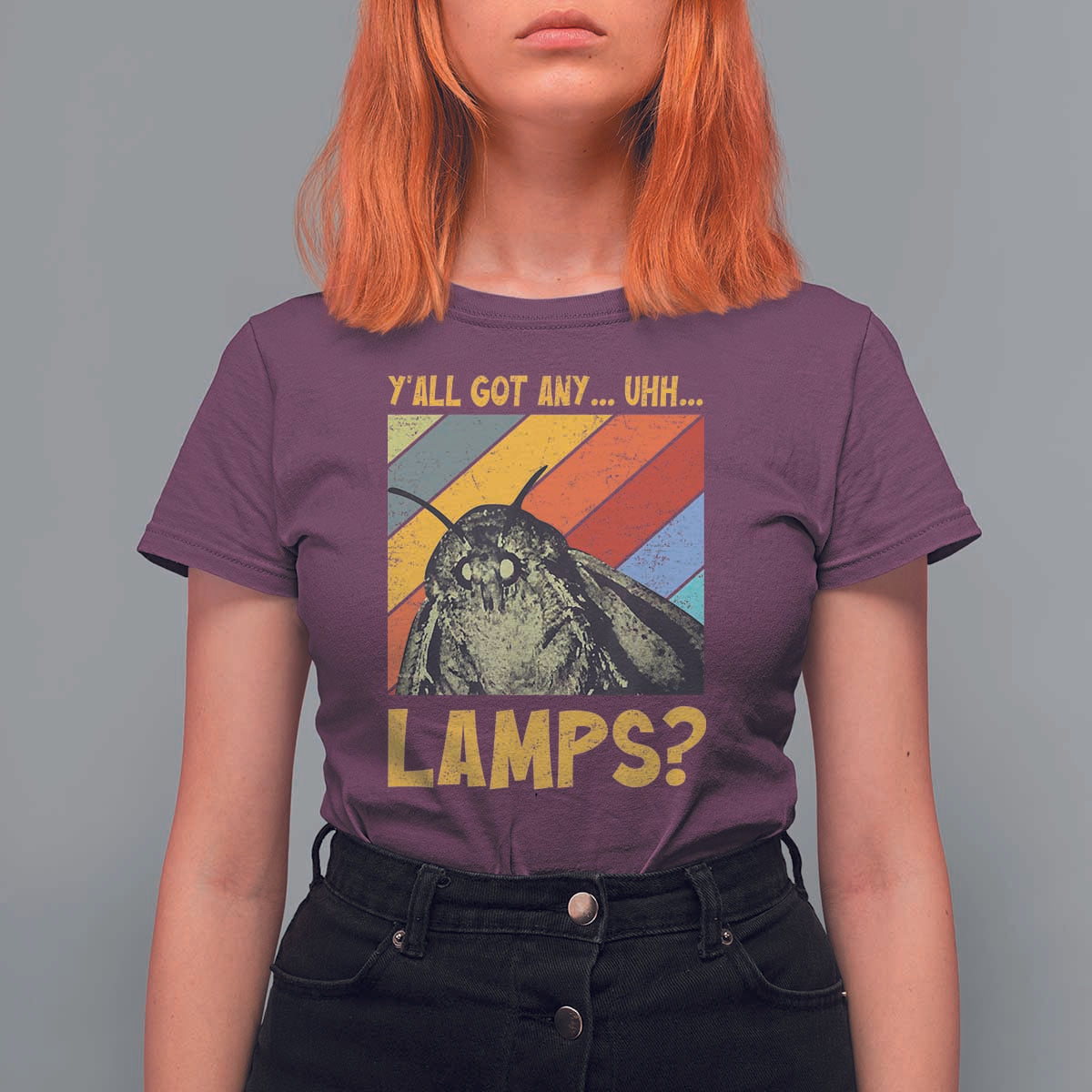 Funny Moth T Shirt For Women Y'all Got Any Lamps Insect Meme - Wonder Print Shop