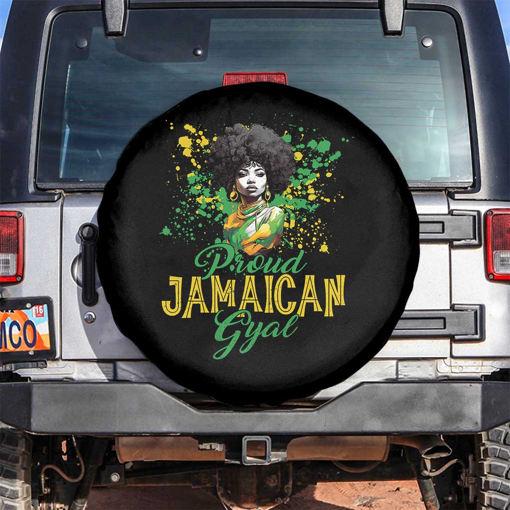 Proud Jamaican Gyal Spare Tire Cover Afro Black Girls Jamaica Flag - Wonder Print Shop