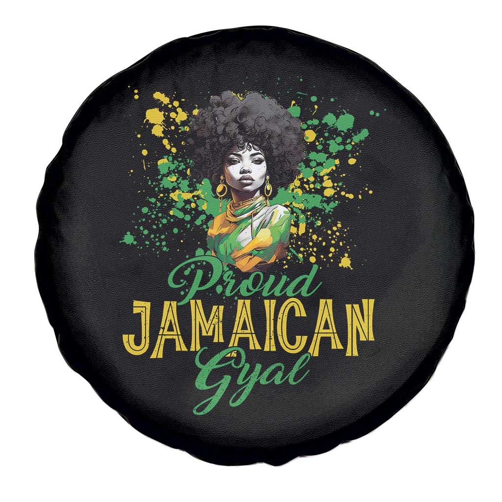 Proud Jamaican Gyal Spare Tire Cover Afro Black Girls Jamaica Flag - Wonder Print Shop