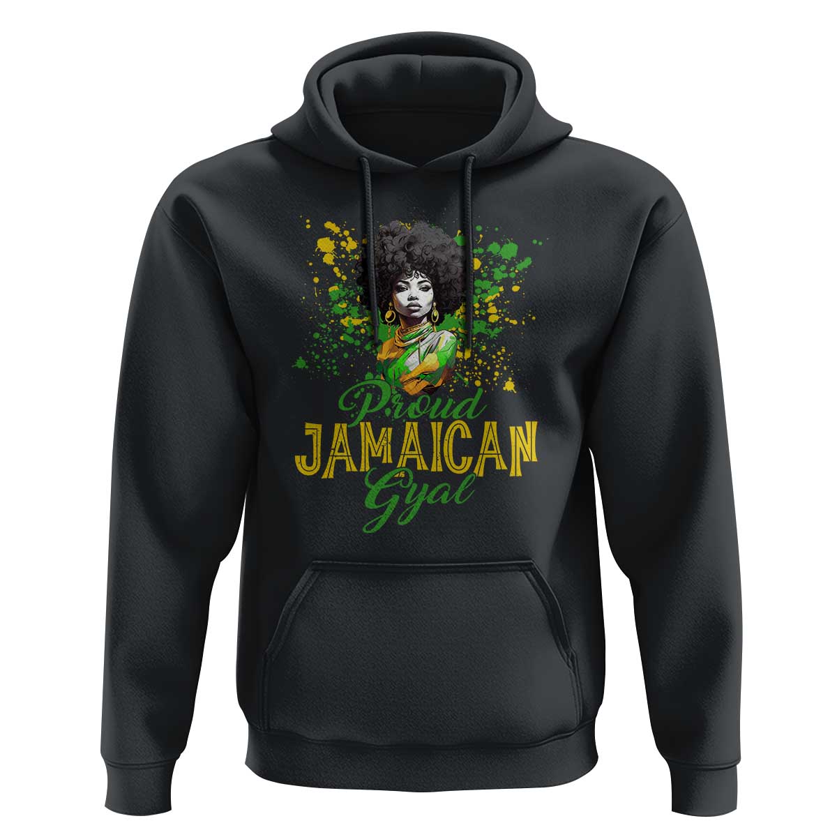 Proud Jamaican Gyal Hoodie Afro Black Girls Jamaica Flag - Wonder Print Shop