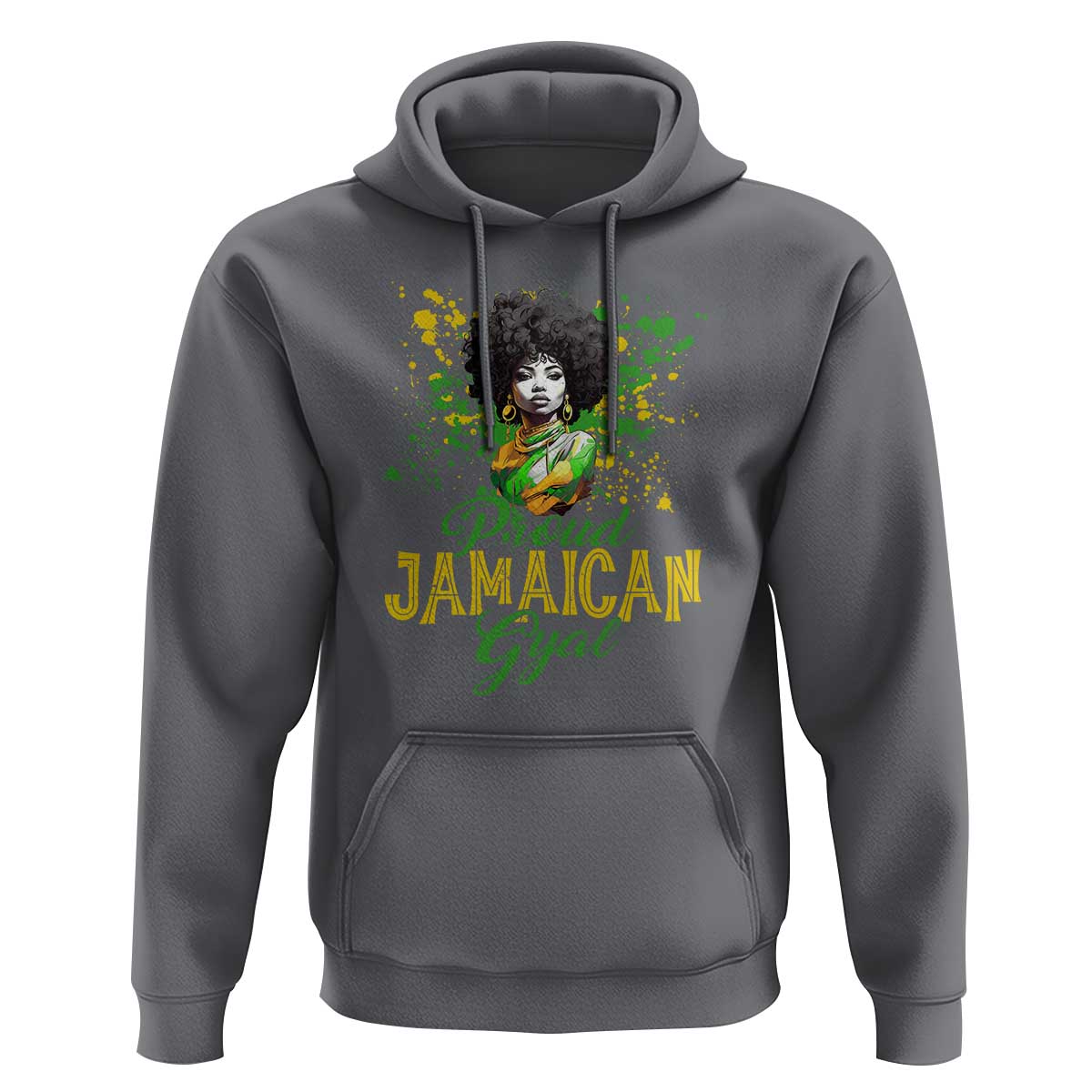 Proud Jamaican Gyal Hoodie Afro Black Girls Jamaica Flag - Wonder Print Shop
