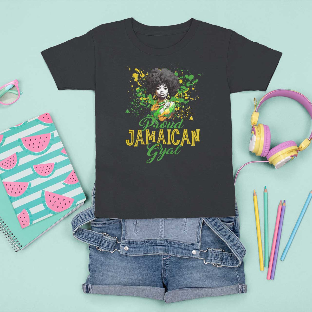 Proud Jamaican Gyal T Shirt For Kid Afro Black Girls Jamaica Flag - Wonder Print Shop
