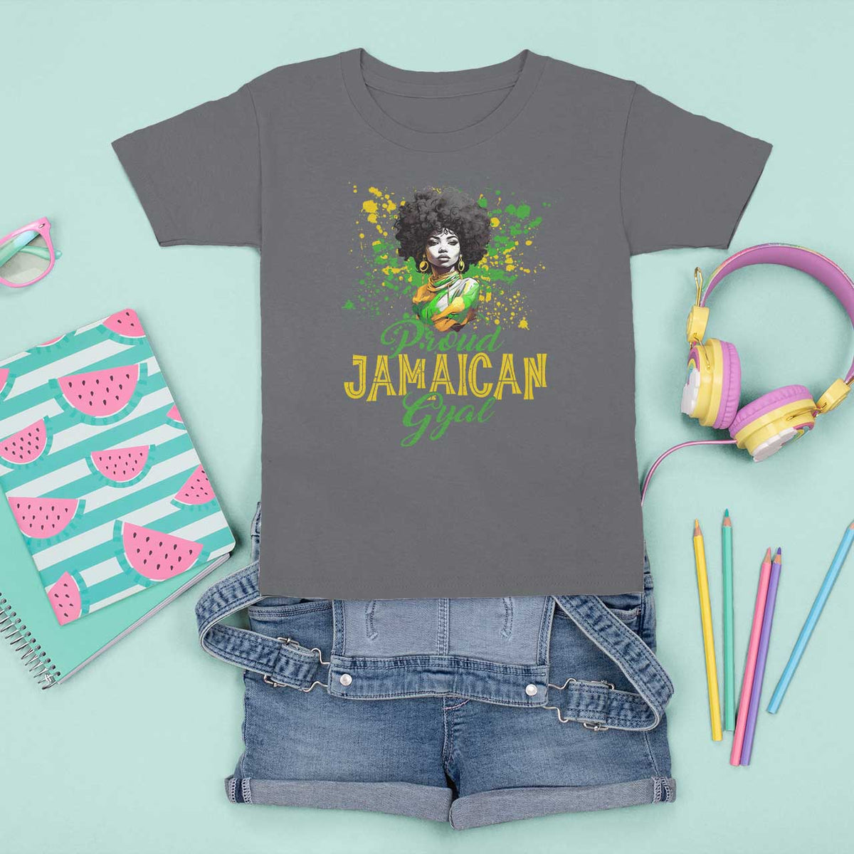 Proud Jamaican Gyal T Shirt For Kid Afro Black Girls Jamaica Flag - Wonder Print Shop