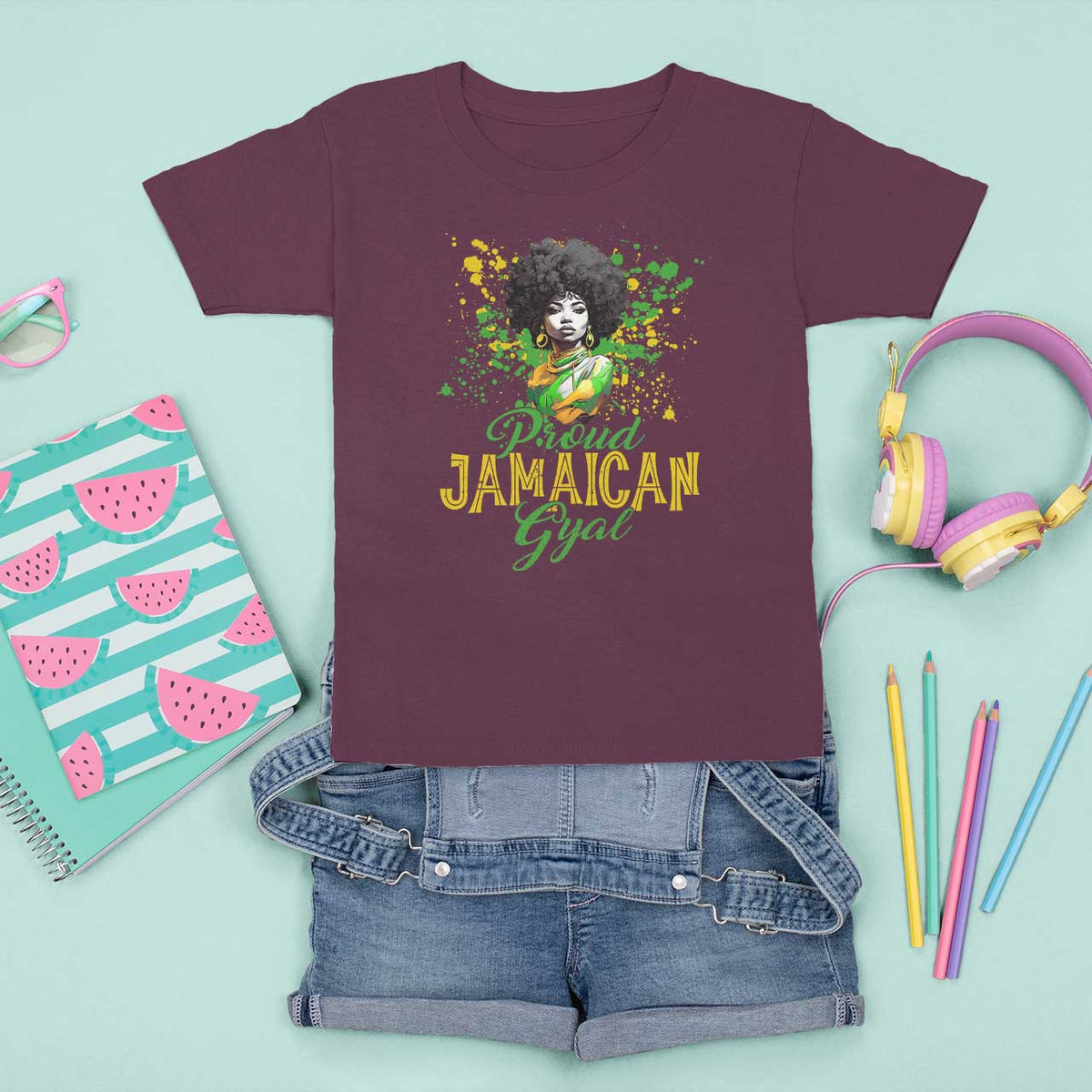 Proud Jamaican Gyal T Shirt For Kid Afro Black Girls Jamaica Flag - Wonder Print Shop