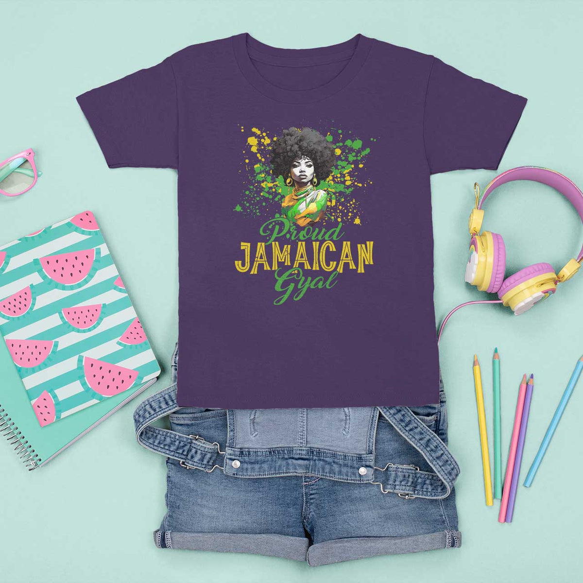 Proud Jamaican Gyal T Shirt For Kid Afro Black Girls Jamaica Flag - Wonder Print Shop