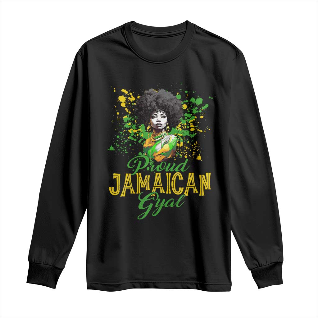 Proud Jamaican Gyal Long Sleeve Shirt Afro Black Girls Jamaica Flag - Wonder Print Shop