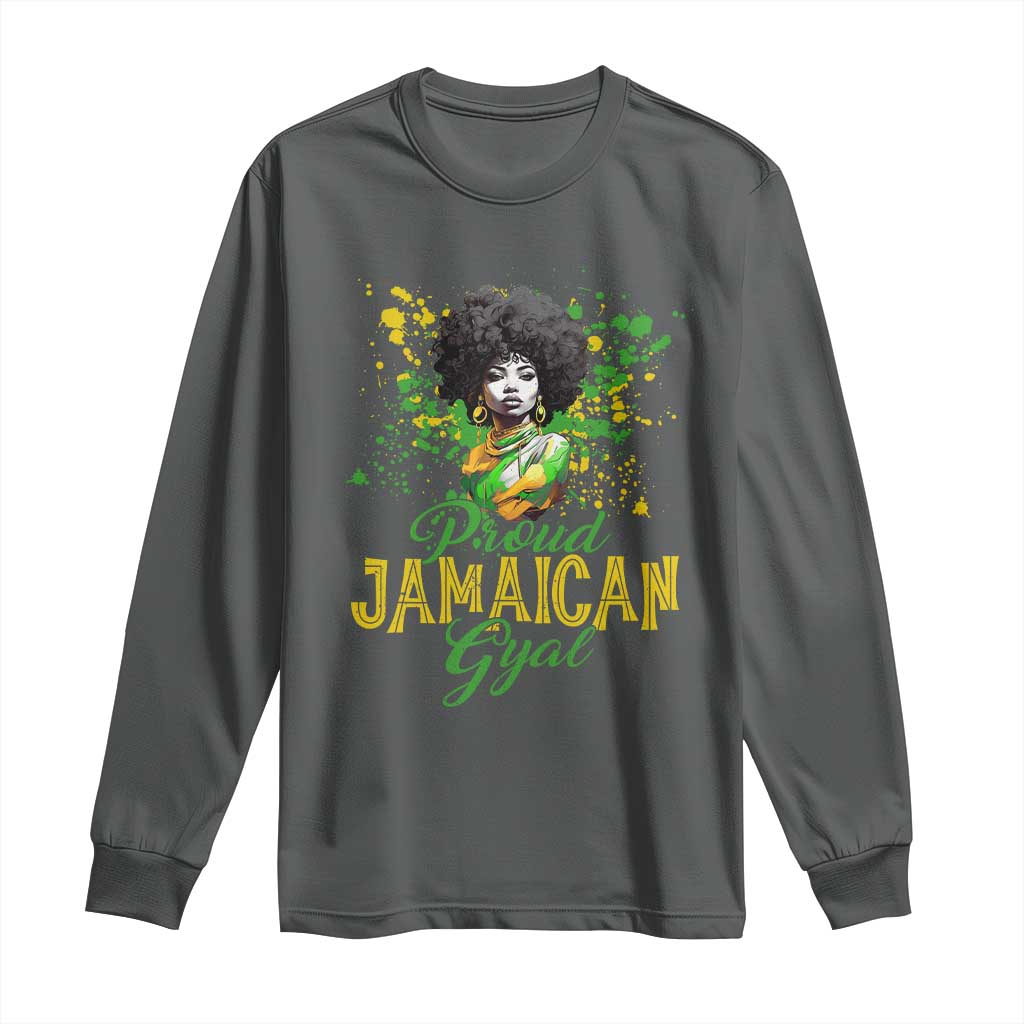 Proud Jamaican Gyal Long Sleeve Shirt Afro Black Girls Jamaica Flag - Wonder Print Shop