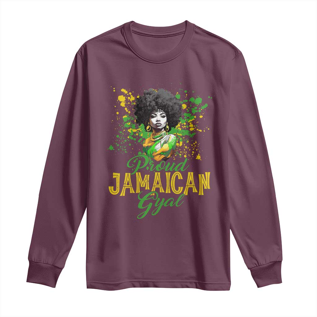 Proud Jamaican Gyal Long Sleeve Shirt Afro Black Girls Jamaica Flag - Wonder Print Shop