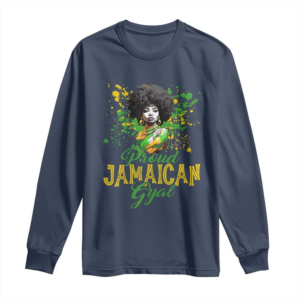 Proud Jamaican Gyal Long Sleeve Shirt Afro Black Girls Jamaica Flag - Wonder Print Shop