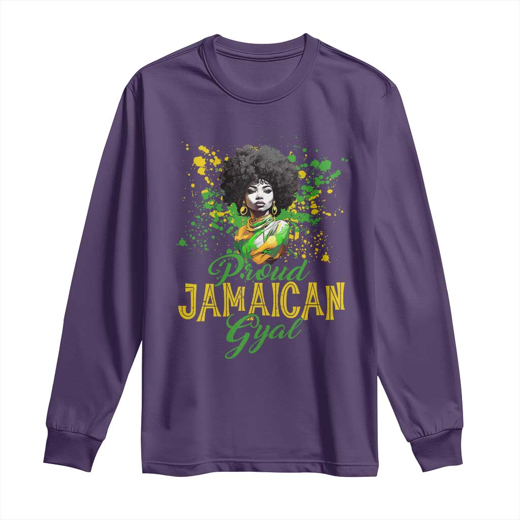Proud Jamaican Gyal Long Sleeve Shirt Afro Black Girls Jamaica Flag - Wonder Print Shop