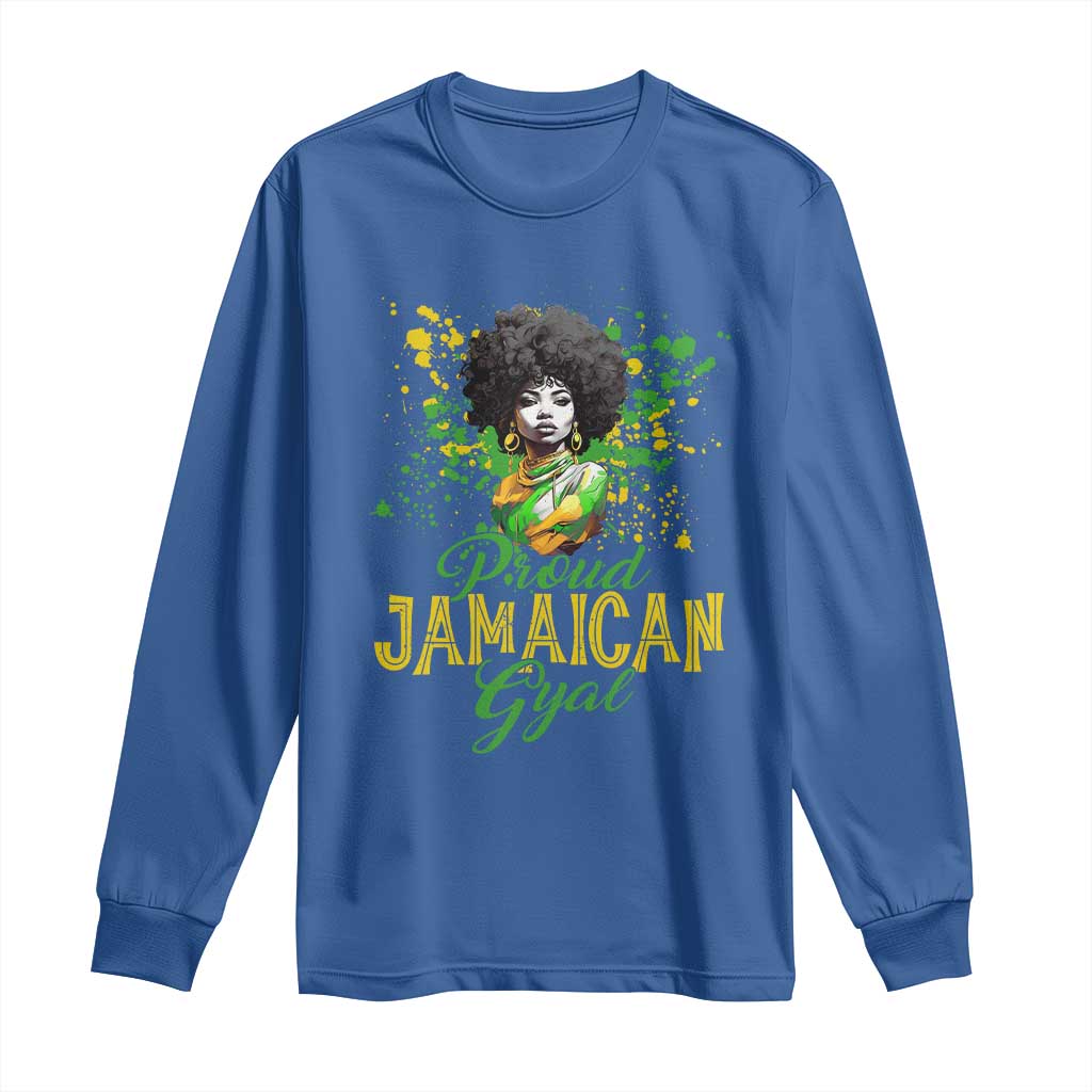 Proud Jamaican Gyal Long Sleeve Shirt Afro Black Girls Jamaica Flag - Wonder Print Shop