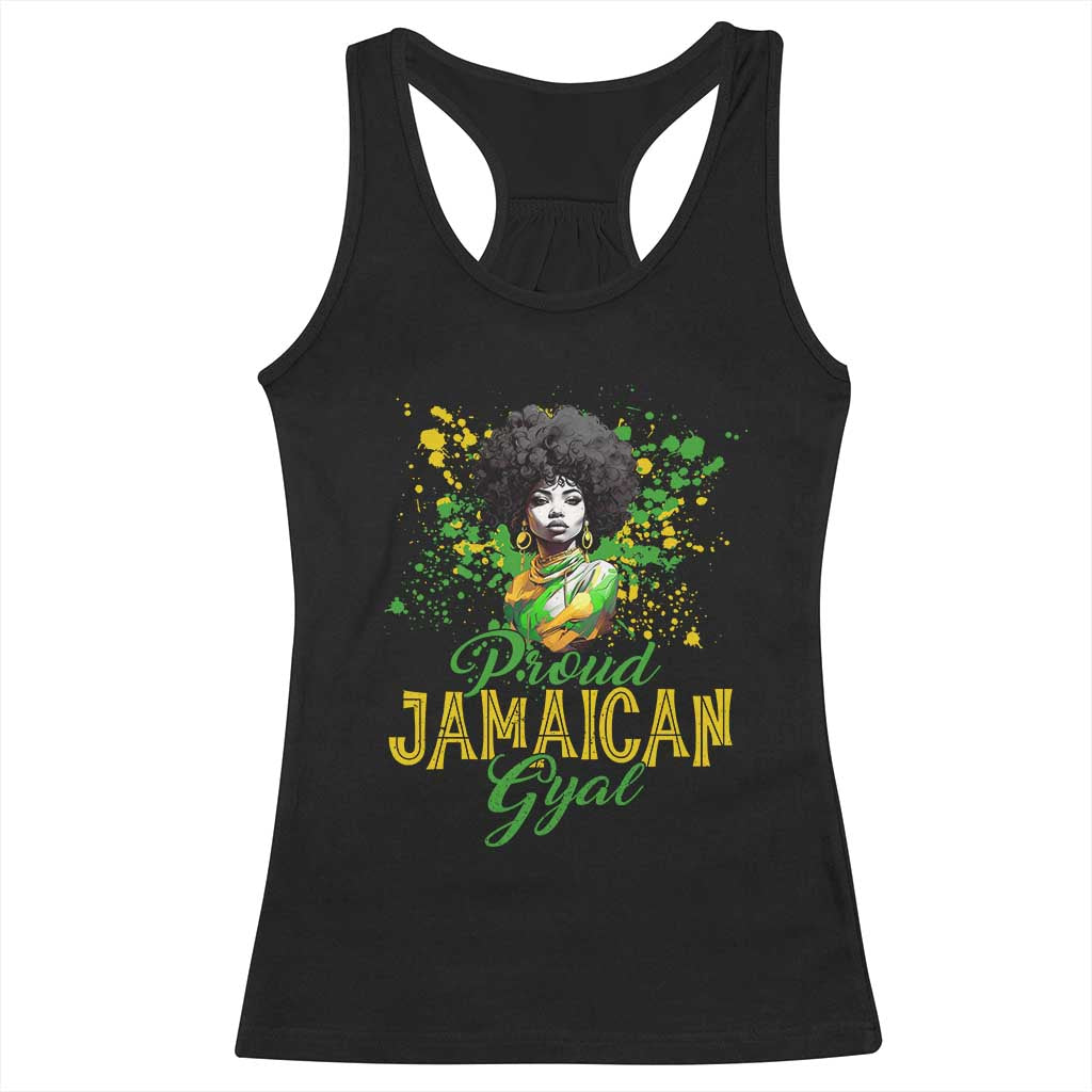 Proud Jamaican Gyal Racerback Tank Top Afro Black Girls Jamaica Flag - Wonder Print Shop
