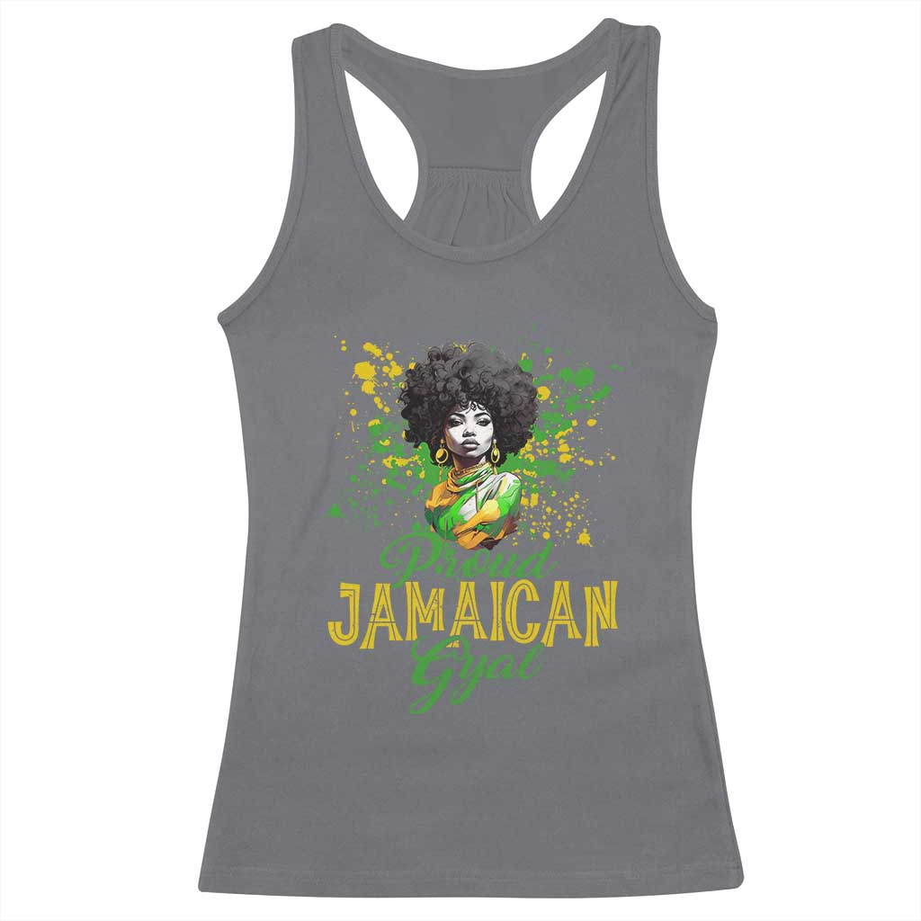 Proud Jamaican Gyal Racerback Tank Top Afro Black Girls Jamaica Flag - Wonder Print Shop
