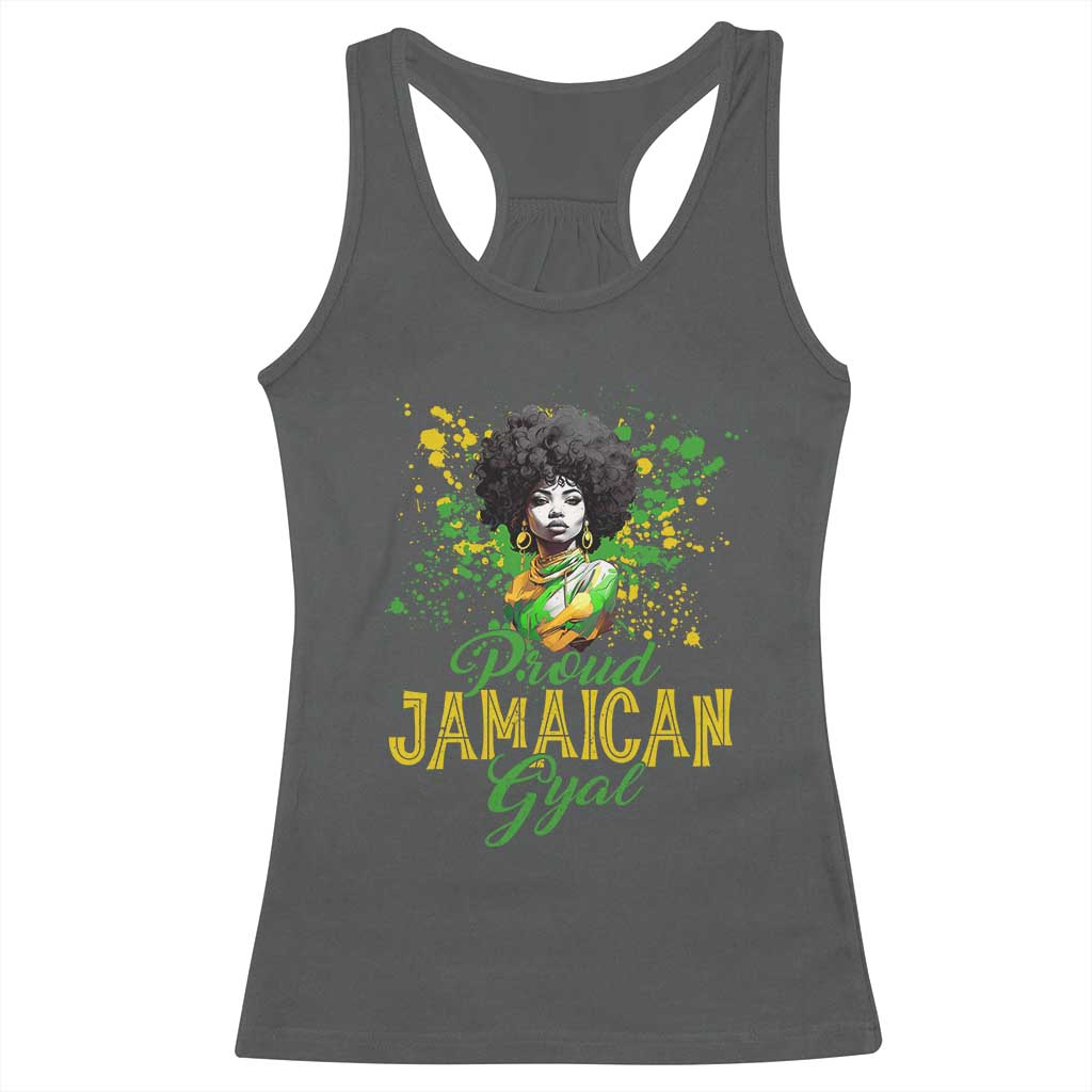 Proud Jamaican Gyal Racerback Tank Top Afro Black Girls Jamaica Flag - Wonder Print Shop