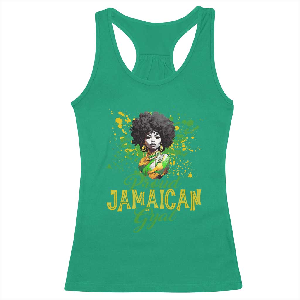 Proud Jamaican Gyal Racerback Tank Top Afro Black Girls Jamaica Flag - Wonder Print Shop