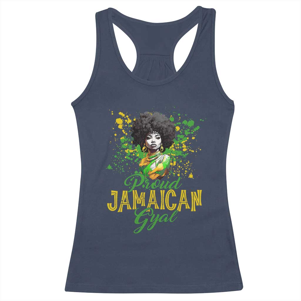 Proud Jamaican Gyal Racerback Tank Top Afro Black Girls Jamaica Flag - Wonder Print Shop