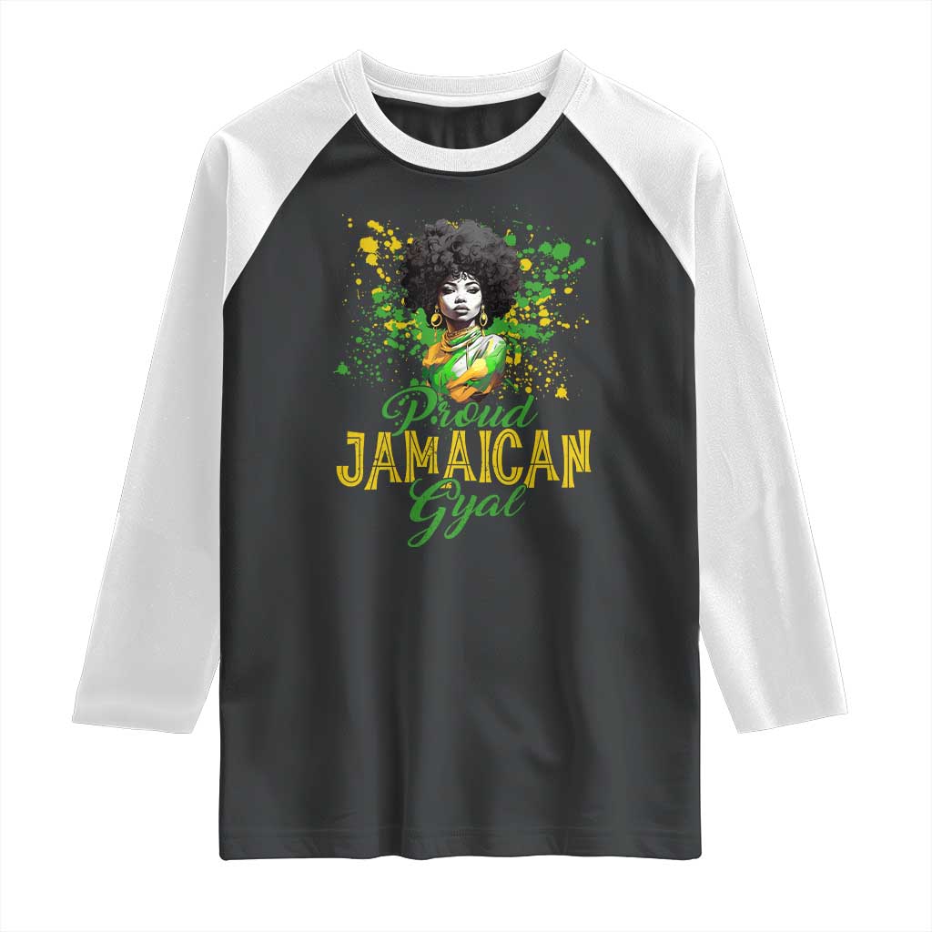 Proud Jamaican Gyal Raglan Shirt Afro Black Girls Jamaica Flag - Wonder Print Shop