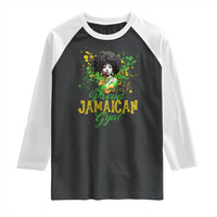 Proud Jamaican Gyal Raglan Shirt Afro Black Girls Jamaica Flag - Wonder Print Shop