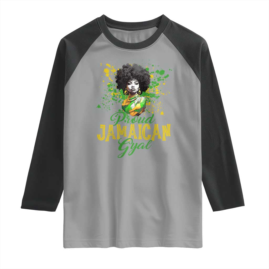 Proud Jamaican Gyal Raglan Shirt Afro Black Girls Jamaica Flag - Wonder Print Shop
